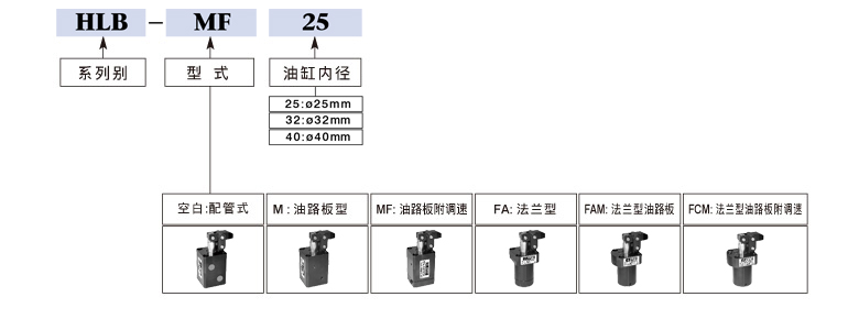 HLC杠杆油压缸订购标示